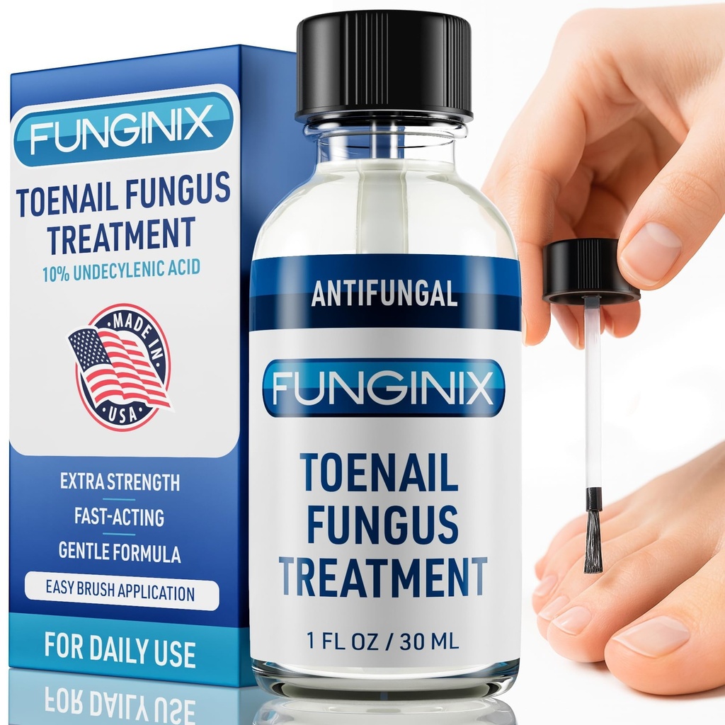 FUNGINIX Toenail Fungus Treatment Extra Strength - Antifungal Nail Treatment With 10% Undecylenic Acid &amp; Tea Tree Oil - Nourshed by 15+ Natural Oils & Botanicals - Made in USA (Packaging May Vary)