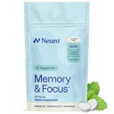 Neuro Memory & Focus Gum - Gum nootrópico con vitamina B12, vitamina B6, L-Theanine &amp; Ginseng Extract - Suplemento de Apoyo Natural del Cerebro - Píxeles Vegan, Caffeine &amp; Sugar - Peppermint, 90 ct