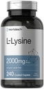 Horbäach L-Lysine Suplemento 2000mg ← 240 Caplets ← Free Form L-Lysine Hydrochloride ← Vegetarian, Non-GMO, Gluten Free