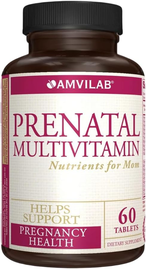 Multivitamina prenatal - Ayuda a promover la salud del embarazo - Apoyo al sistema inmunológico " Desarrollo fetal - Nutrientes esenciales para la madre " bebé - Fórmula segura - Suplemento dietético - 60 tabletas