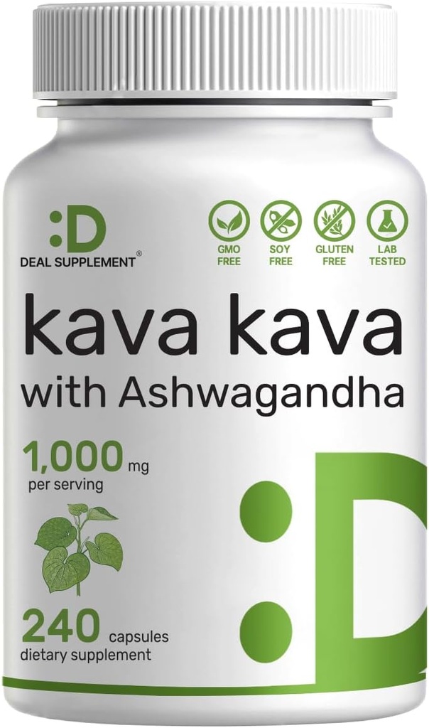 Oferta Suplemento Kava Kava Suplemento 750mg Por Serving, 240 Capsules, 4 Meses Suministro – Kava Kava Extracto de raíz con Ashwagandha Root Powder – Non-GMO