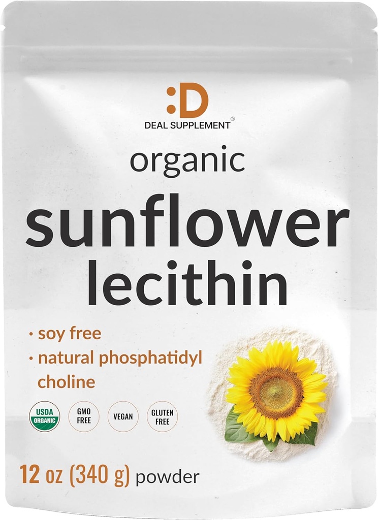 Orgánica Lecithin Powder, 12oz – Soy Libre, Planta Basada, Naturalmente Occurriendo Phosphatidyl Choline – Suplemento Lactation para Mujeres – No GMO
