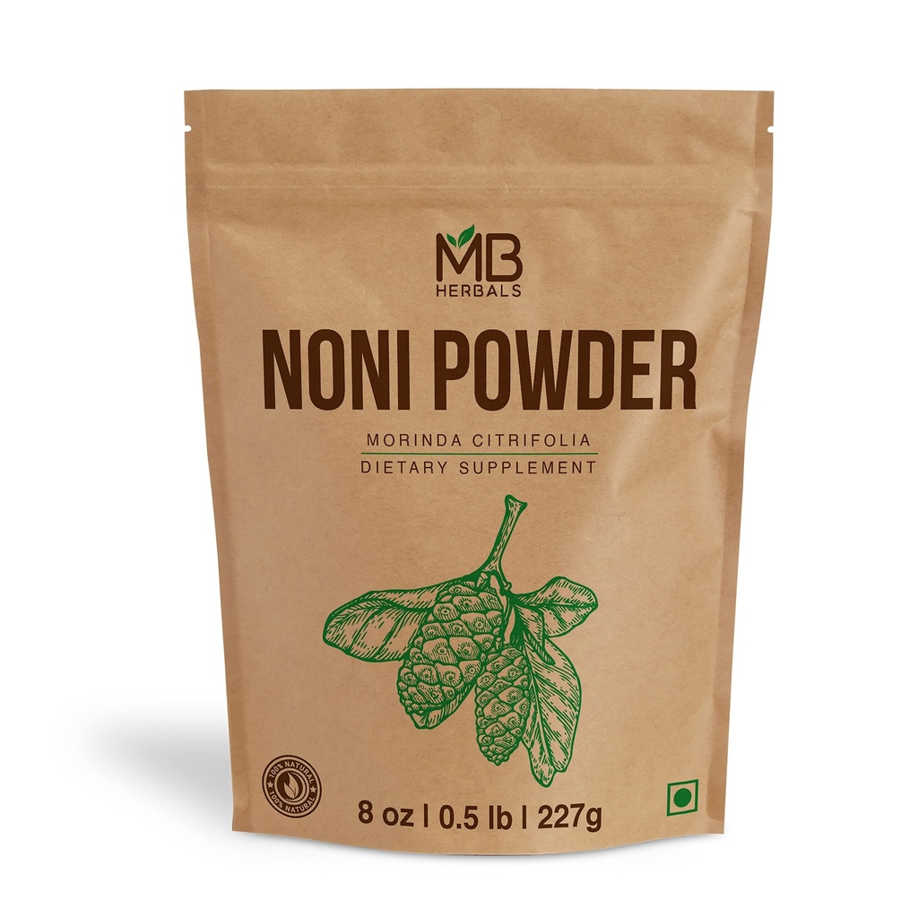 MB Herbals Noni Powder 8 oz Silencio 227g (0.5 lb) Silencio Mezclas fácilmente con Smoothies Juices Silencio No Preservatives ← Gluten Free ← 45 Servings per Pack