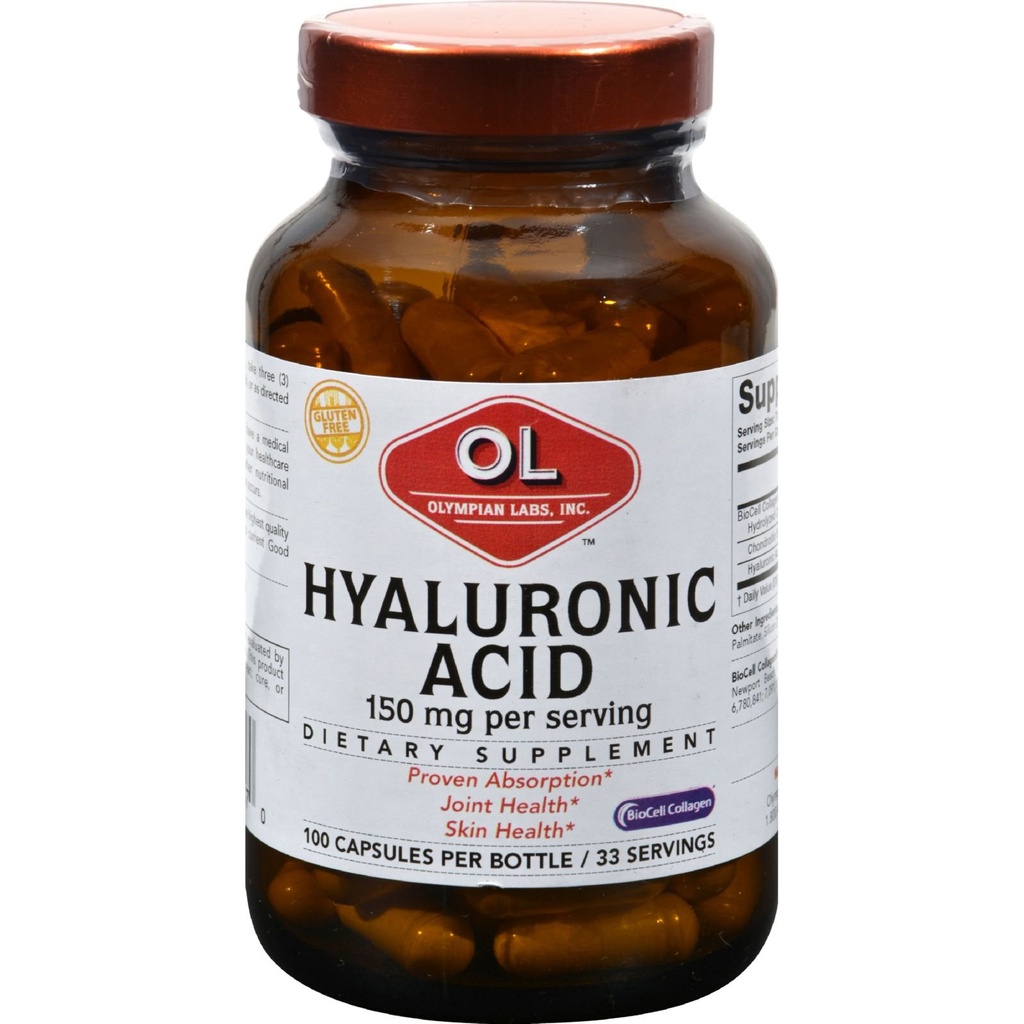 Laboratorios Olímpicos Ácido Hialurónico 150mg TEN 99 Capsules TENIDO Apoyo Saludable Tejido Conexivo y Conjuntos - Promover la Esquía Juvenil Saludable