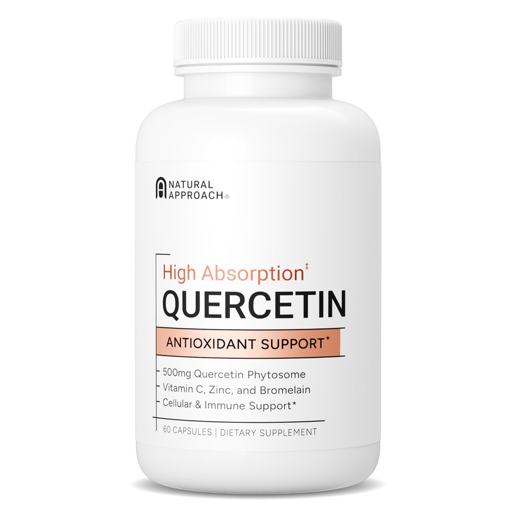 Alta Absorción Quercetina con Bromelaina, Vitamina C y Zinc - 500mg Quercetina Phytosome - 50x Más Absorción - Apoyo Función Inmune &amp; Salud Celular - USA Suplemento Fabricado - 60 cápsulas