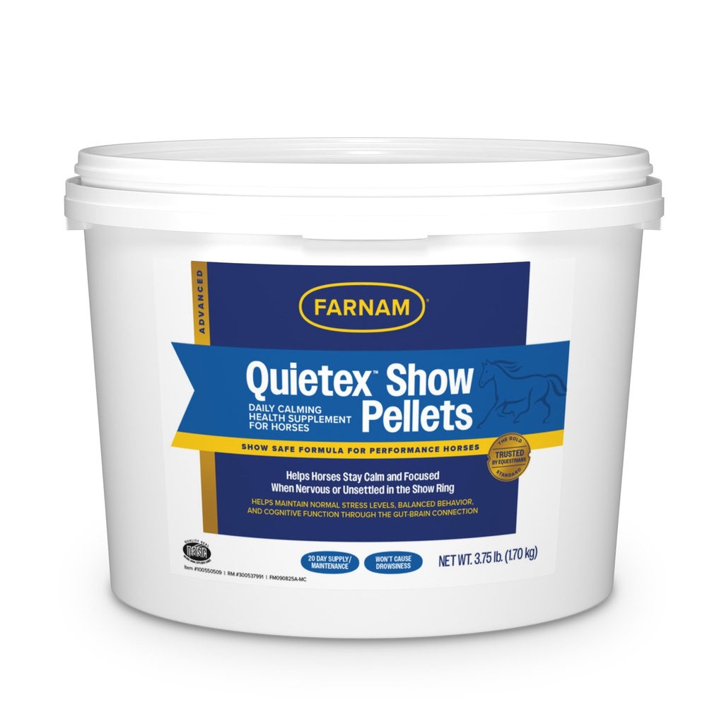 Farnam Quietex Show Pellets, ayuda a mantener los caballos tranquilos &amp; relajados que se convierten en Nervous en The Show Ring 3.75 lbs.