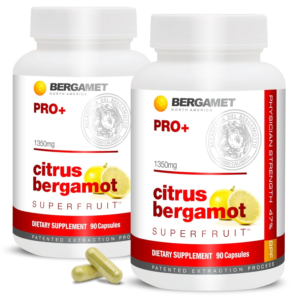 Citrus Bergamot SuperFruit PRO+ con Extracto de Hoja de Oliva - 47% BPF - 80% Polyphenols - 675mg por Serving - Worlds Strongest - Respaldo de Estudios Clínicos - Hecho en Estados Unidos - 180 Caps