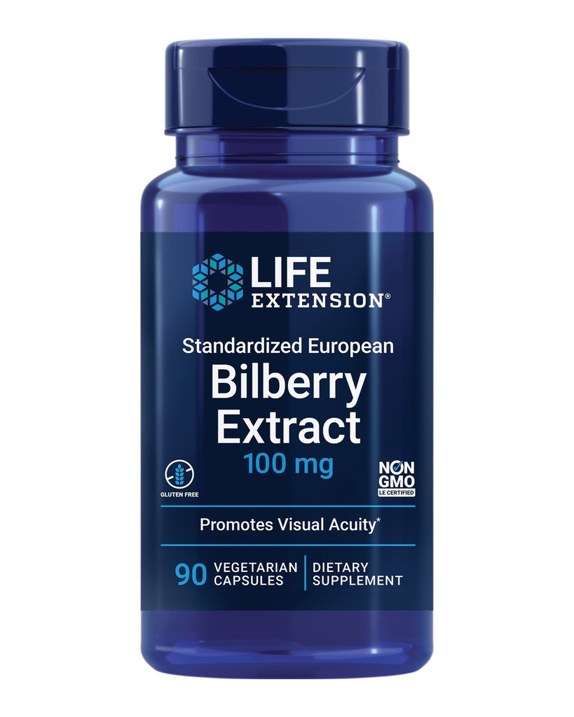 Extracto de Bilberry europeo estandarizado, 100 mg, MirtoSelect® Vaccinium myrtillus, Eye Health, Circulation, Lubrication, Gluten-Free, Non-GMO, Vegetarian, 90 cápsulas