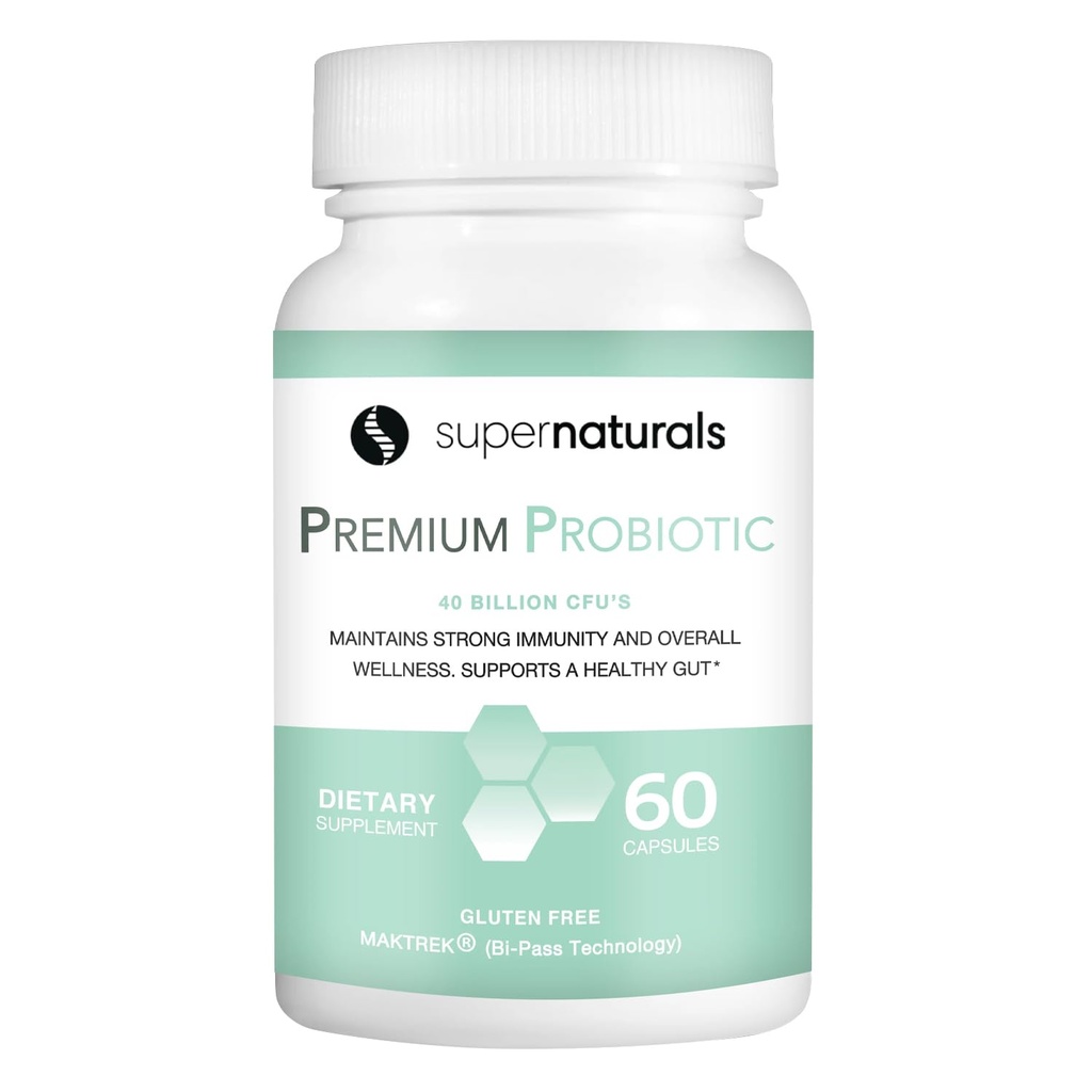 Probióticos Premium, 40 Billiones CFU Probióticos para la Salud Digestiva, Hecho con MAKTrek Bipass Technology, Mujeres y Hombres Probióticos para Gut Health, 60 cápsulas probióticas