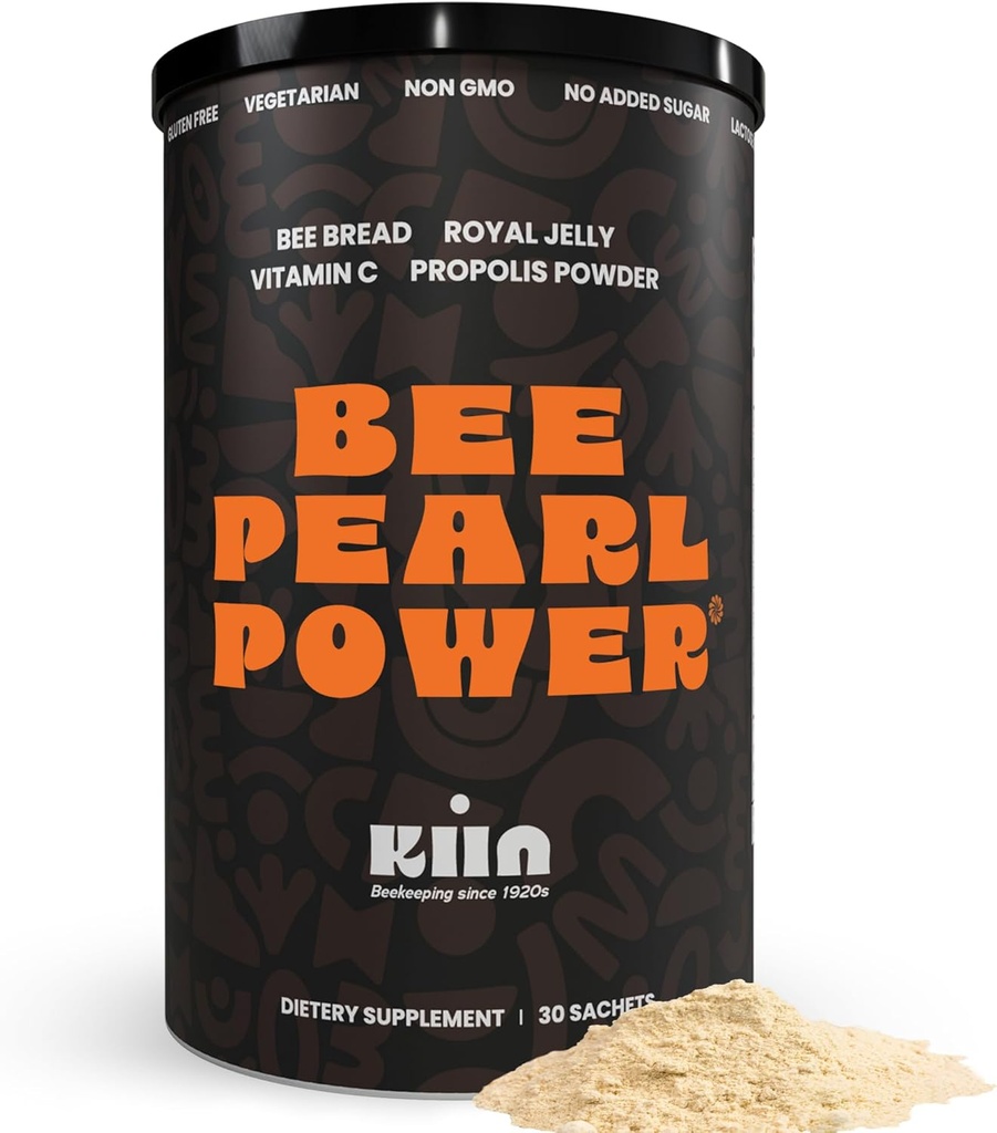 Kiin Bee Bread Powder - Fermented Pollen &amp; Honey, 100% Natural Multivitamin, Superfood for Energy, Metabolism, Sleep, Recovery, Immunity ← Contiene Royal Jelly y Propolis