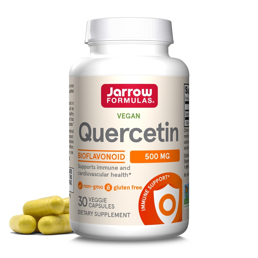 Jarrow Formulas Quercetina Suplementos - 500 mg, Antioxidante Apoyo para la Salud Cardiovascular e Inmunitaria, Suplemento con 30 cápsulas vegetales