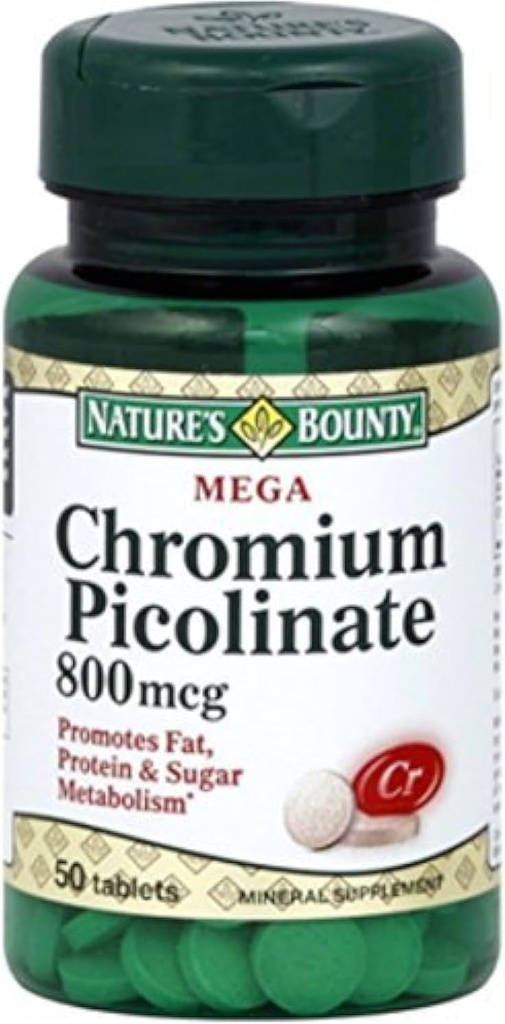 Bombillas Bounty Mega Chromium Picolinate 800 mcg 50 ea (Pack of 2)
