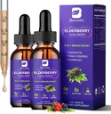 2 Pack Elderberry Syrup, Black Elderberry Drops with Quercetin, Panax Ginseng, Vitamina C y Zinc, Sambucus Elderberry Syrup Liquid for Immune Support, Vegan, Non-GMO & Gluten Free