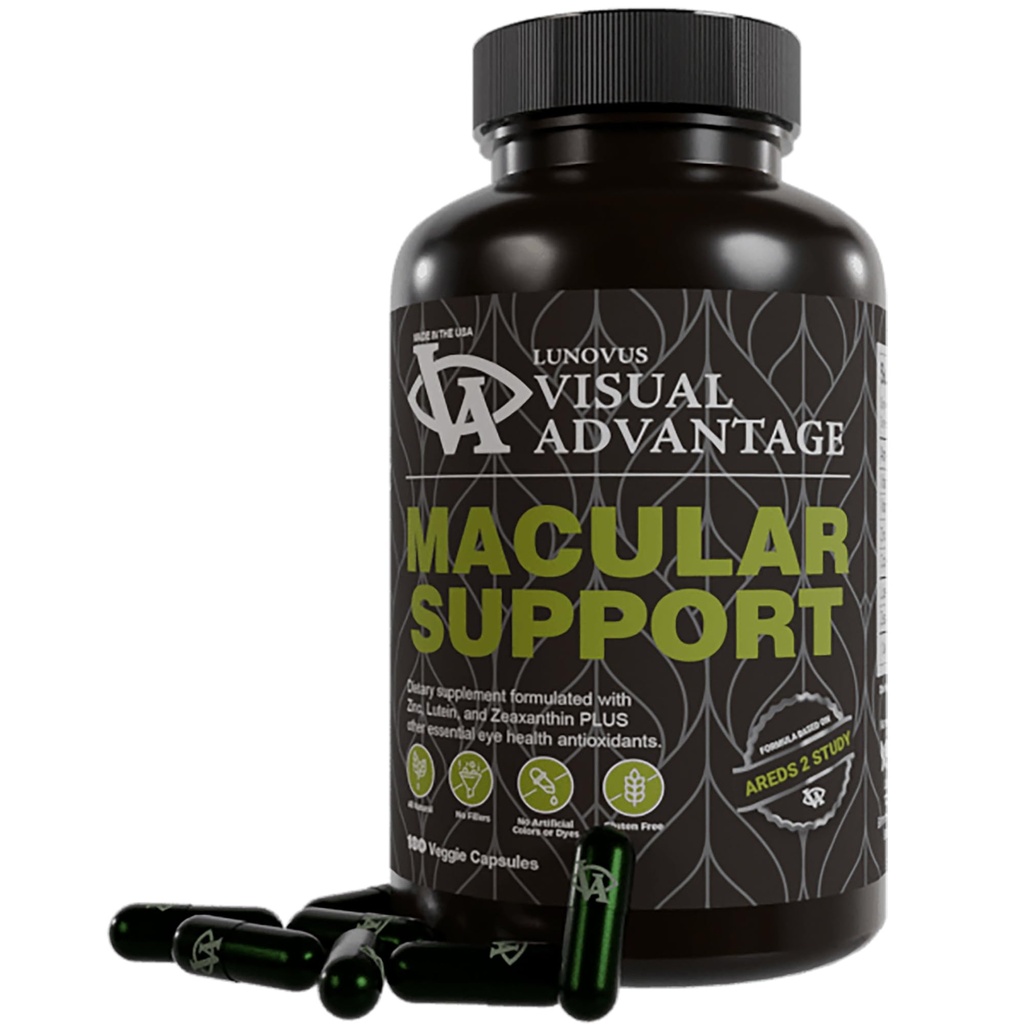 Fórmula de Apoyo Macular para la Salud Ocular - 180 Cuenta - Basado en el Estudio AREDS 2 - para la Salud Ocular Relacionada con la Edad (AMD) - Vitaminas Oculares