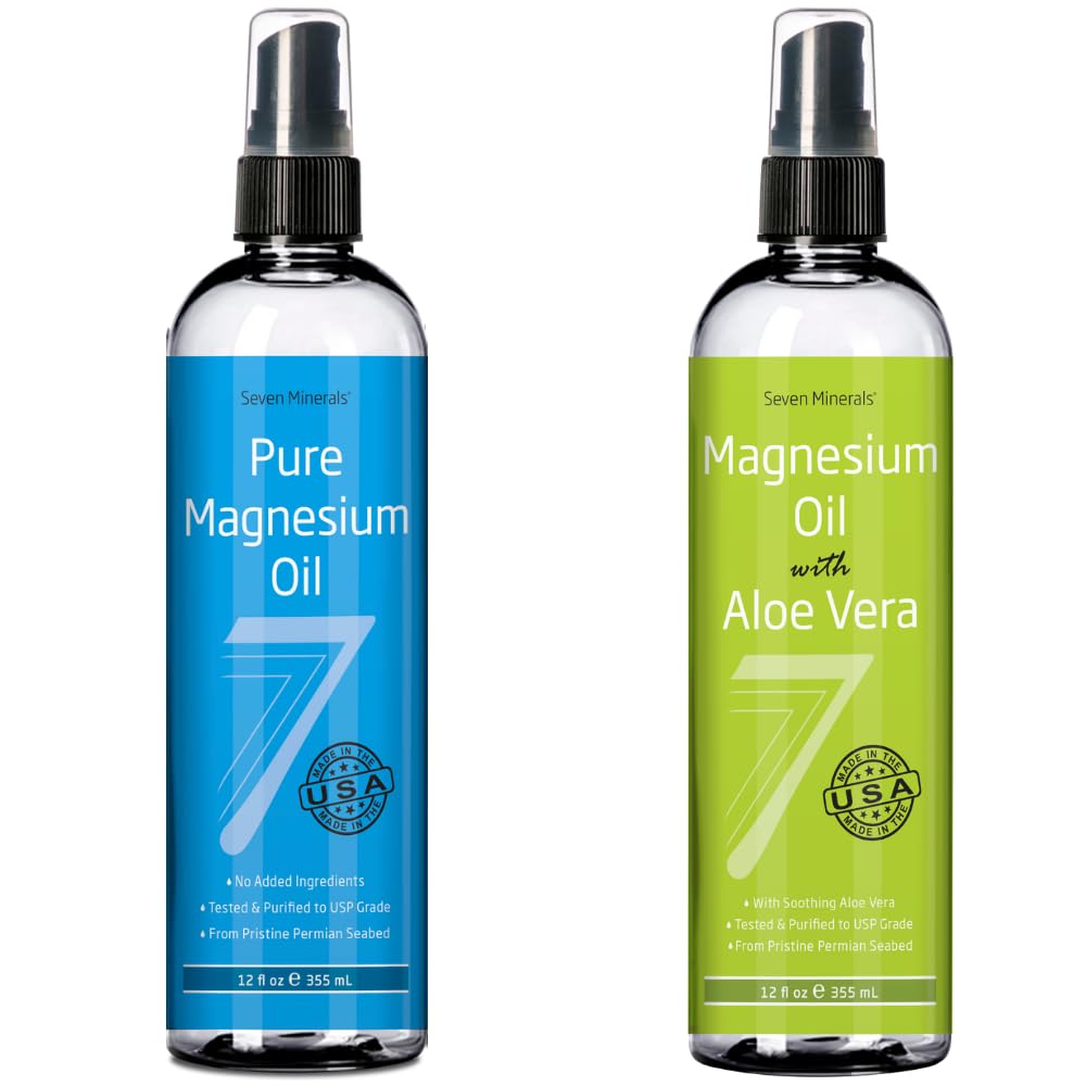 Siete Minerales Aceite de Magnesio Puro &amp; Aceite de Magnesio Puro con Aloe Vera