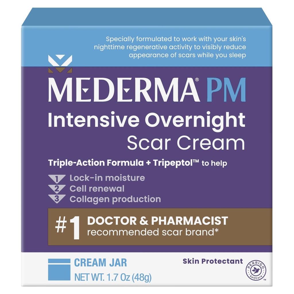 Mederma PM Crema de miedo intensiva durante la noche - Tratamiento de cicatriz avanzado con tripeptol, funciona mientras duerme