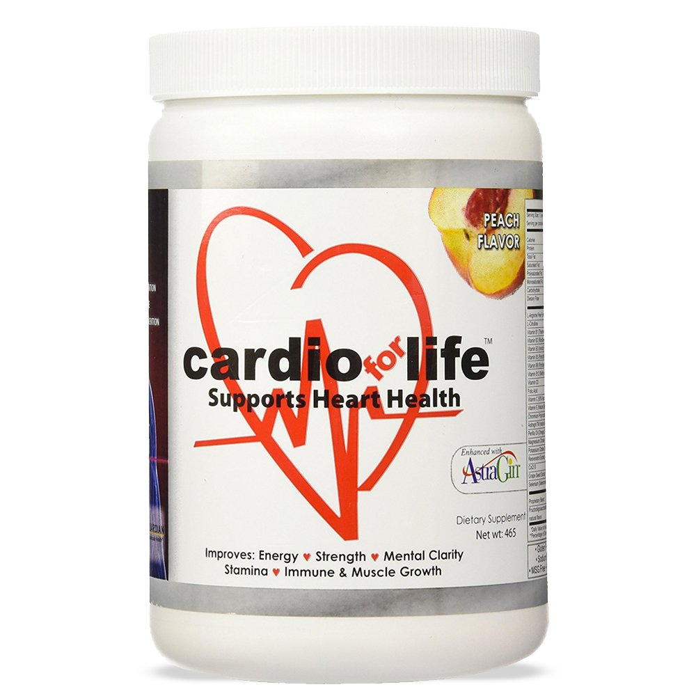Cardio for Life L-Arginine Powder 16oz - Natural Nitric Oxide Suplemento Cardiovascular Aumento de Energía - Peach