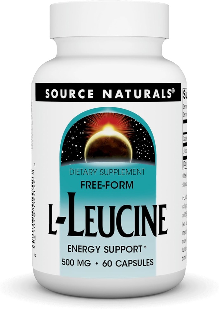 Fuente Naturales L-Leucine Un suplemento de aminoácidos esenciales de forma libre para el apoyo energético - 60 cápsulas