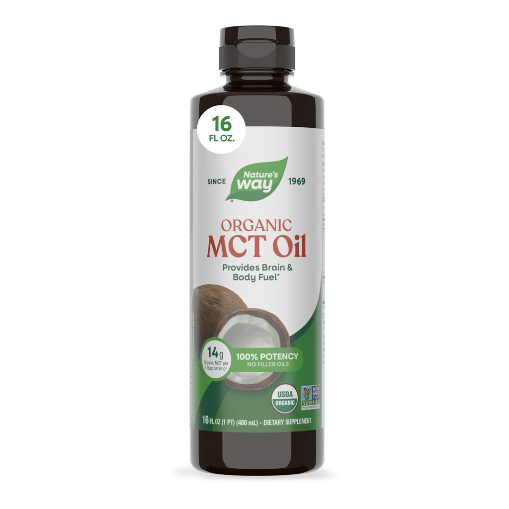 Manera de la naturaleza Óleo MCT orgánico, 16 Fl Oz, Cerebro y Combustible Corporal de Cocos*, C8 Ácido caprílico y C10 Ácido Capric, Keto y Paleo Certificado, Orgánico, No OGM Proyecto Verificado