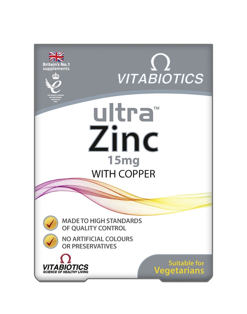Vitabióticos ultra zinc 15 mg con cobre 60 Tabletas por ultra