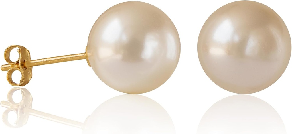 Pendientes de perlas de agua dulce a mano 14K Oro plateado ronda de plata para mujeres hipoalergénica