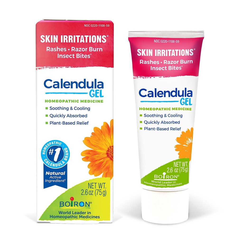 Boiron Calendula Gel Relief from Rashes, Skin Irritations, Razor Burn, o Insect Bites - Non-Greasy and Fragrance-Free - 2.6oz