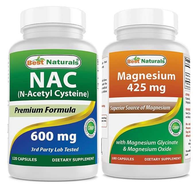 Mejores Naturales NAC 600 mg &amp; Magnesium Glycinate 425 mg