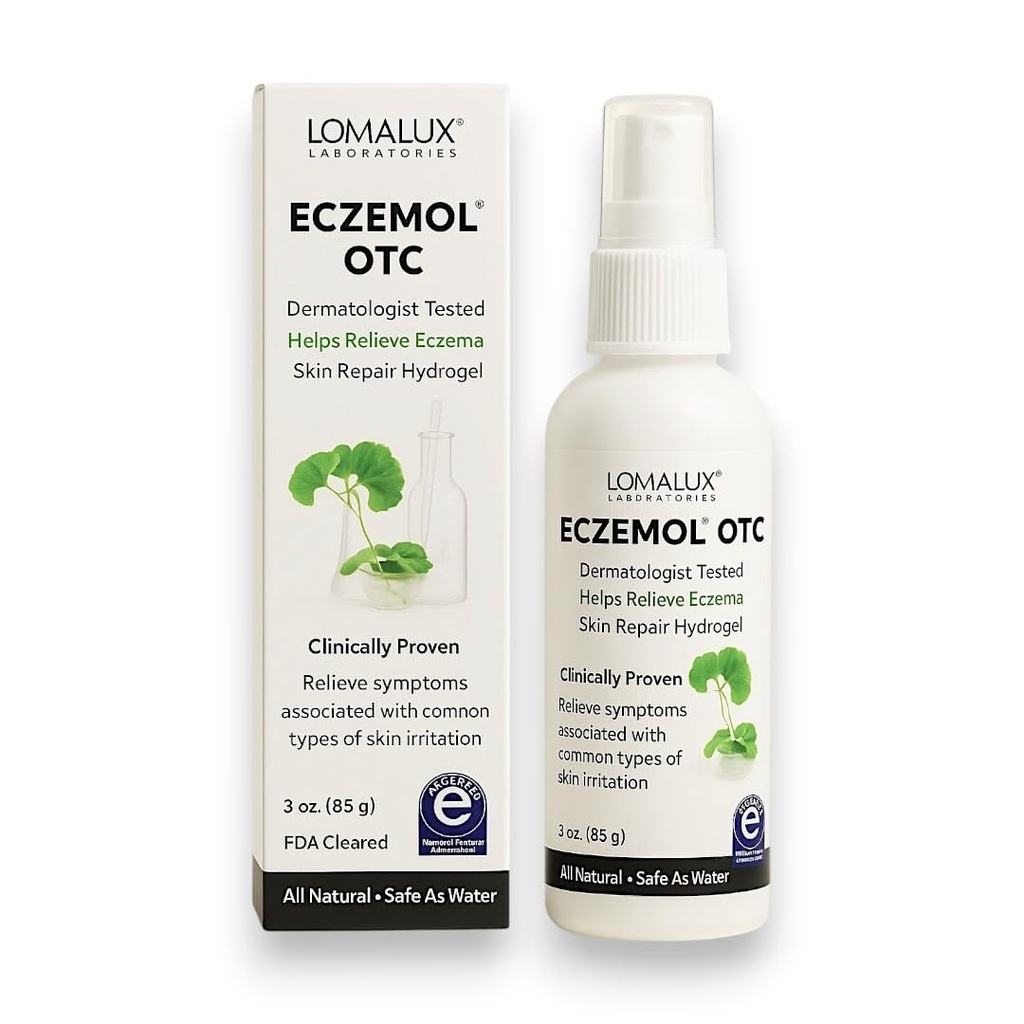 Loma Lux New Eczemol OTC Spray Natural & No Sting Hypochlorous for Eczema, Wounds, Burns, Cuts, Radiation Dermatitis, Skin Irritation, Sunburn, Itchy Skin, for Kids &amp; Adults (8 Fl Oz.)