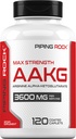 Piping Rock AAKG Suplemento Silencio 120 Caplets Silencio 3600 mg Silencio Arginine Alpha-Ketoglutarate Suplemento Silencio Nitric Oxide Enhancer  Max Strength ← Vegetarian, Non-GMO, Gluten Free