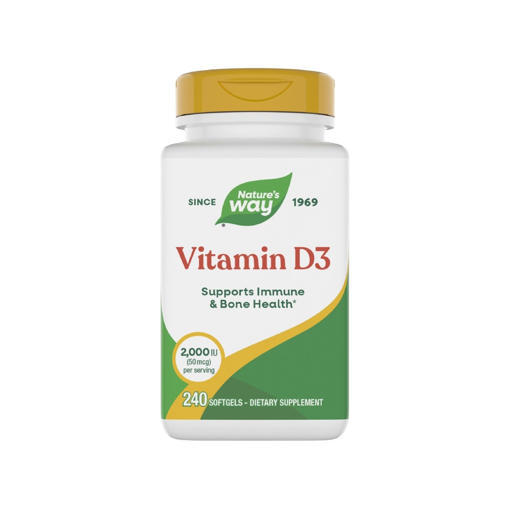 Camino de la Naturaleza Vitamina D3 Extra Strength(1), soporta la salud ósea y la función de la inmunidad*, 2000 UI (50 mcg por ser), 240 Softgels (paquete mayo Vary)