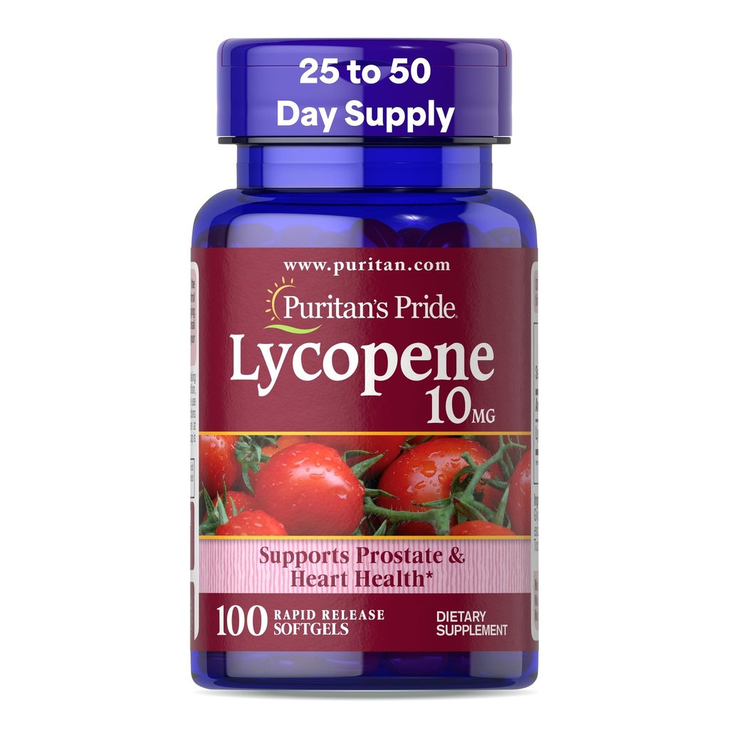 Pride de Puritan Premium Lycopene 10mg, Suplemento dietético para la próstata, antioxidante, salud cardíaca y soporte general de salud, 100 Rapid Release Softgels