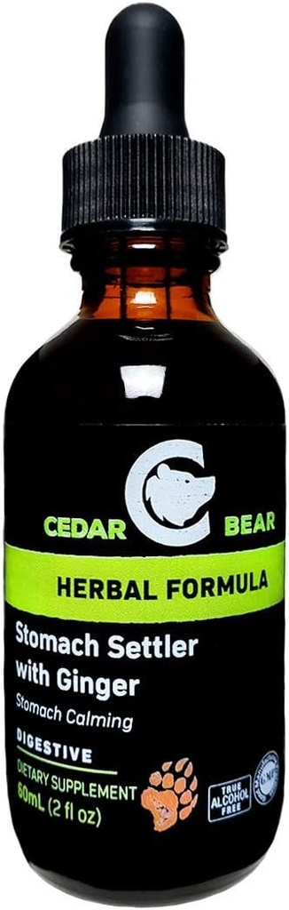 Cedar Bear Stomach Settler con jengibre un suplemento herbal líquido que ayuda a calmar una mezcla de altibajos 2 Fl Oz