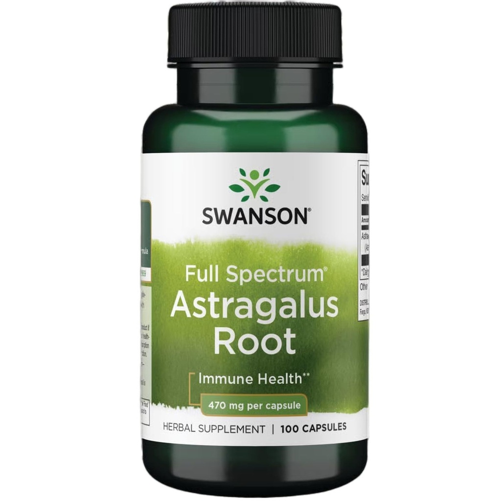 Swanson Astragalus Root - Herbal Supplement Promoting Immune System Support - Natural Formula Supporting Heart " Liver Health - (100 cápsulas, 470 mg cada uno)
