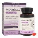 Omega 110 w/LYSOVETA LPC TENIDO EPA &amp; DHA Suplementos para Cerebro &amp; Retina Salud TEN Focus, Atención, Memoria, Mood &amp; Visión ANTE 6X Absorción Superior Que el Aceite de Pez Silencioso Omega-3 LPC-DHA