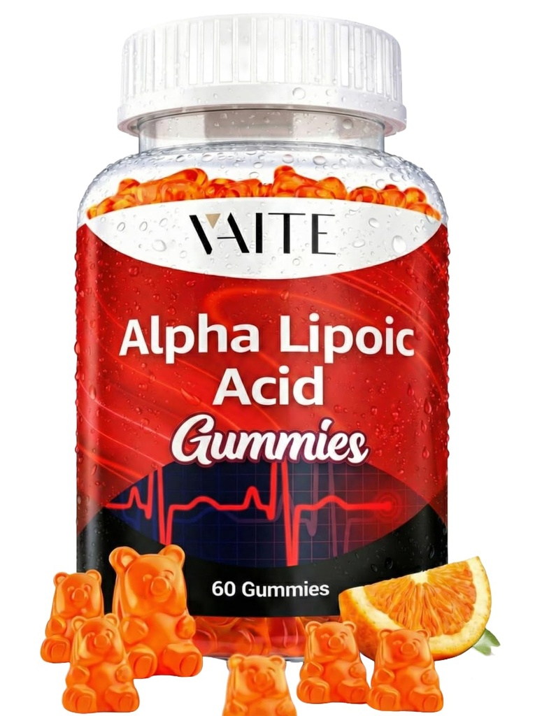 Alfa Lipoic Acid Gummies 1000mg, ALA Suplemento para Cerebro &amp; Nerve Support, Antioxidante, Energía – No GMO, Vegan, Gluten-Free – 60 Chewables para Vitalidad y Confort para Hombres &amp; Mujeres