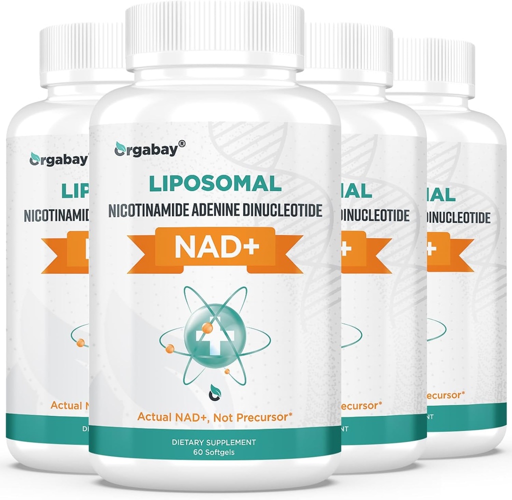 Orgabay Liposomal NAD+ Suplemento 500 mg, Alta Absorción, Boost NAD+ con TMG 250 mg, Actual NAD Plus Más Eficiente que Nicotinamide Riboside, Apoyo Energía Celular, Envejecimiento Saludable 240 Softgels