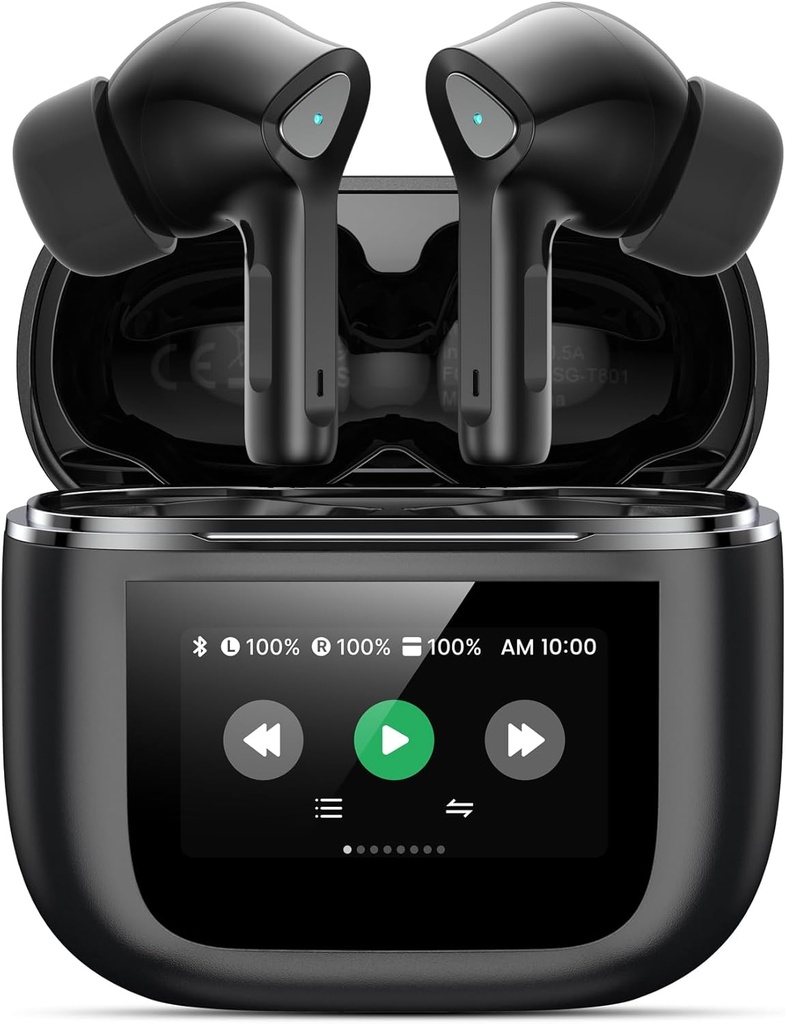 Discos inalámbricos Bluetooth 5.3 Auriculares 50H Tiempo de reproducción Deep Bass Stereo Ear Buds con Mic IPX7 Waterproof Comfort Ligero en auriculares de oído para Pad Android/iOS Teléfonos Regalos para Mujer Hombre
