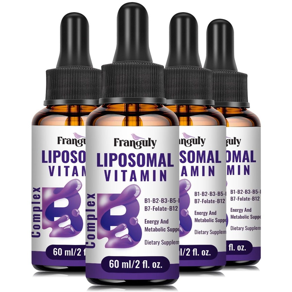 Liposomal Vitamina B Complejo Líquido Sublingual B Completo Vitaminas Suplemento para Mujeres Hombre Absorción Mejorada B12,B1, B2, B3, B5, B6,Folate,Biotin for Energy and Immune Support-8.0 oz