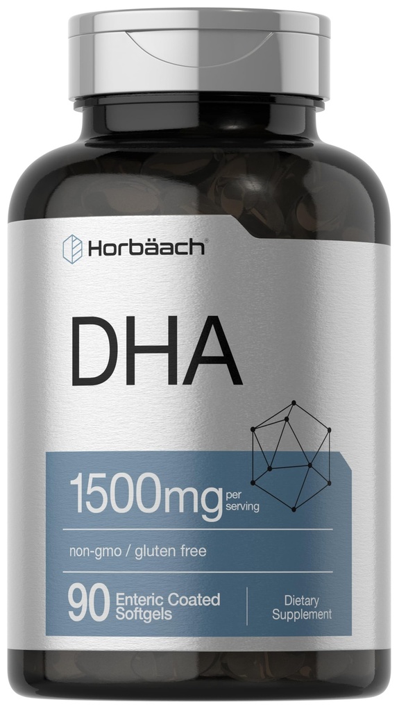 Horbaach DHA Suplemento 1500mg TENIDO 90 Softgels TENIDO EPA, Omega 3, DHA TENIDO Non-GMO, Gluten Free