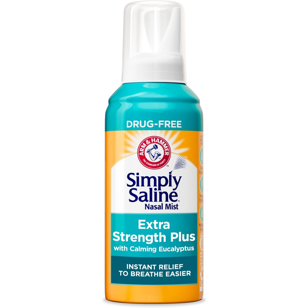 Arm " Hammer Simplemente Saline Extra Strength Plus Eucalyptus Nasal Mist for Severe Congestion, 4.6 oz