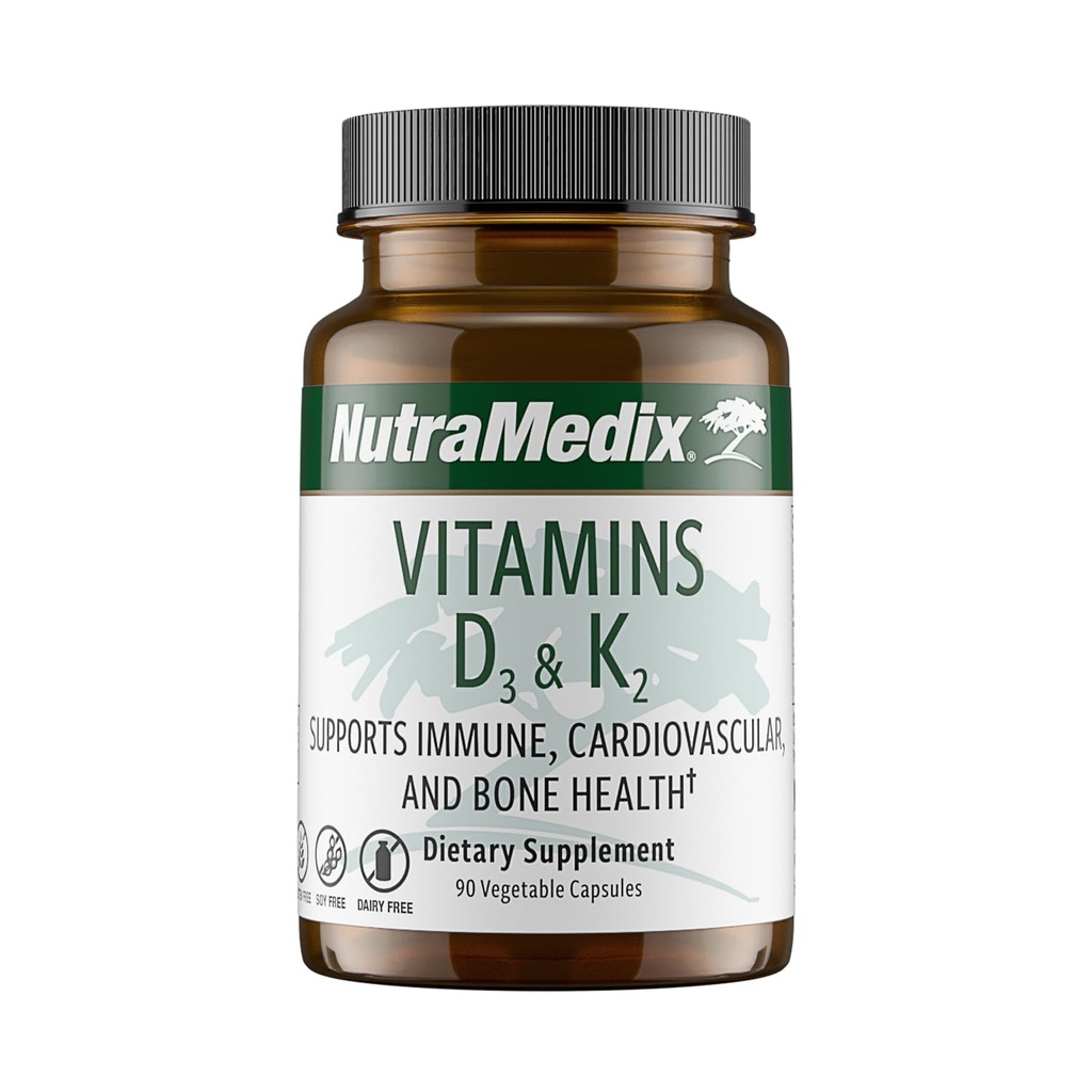 NutraMedix Vitamina D3 y K2 Immune Support Suplemento para Hombres de Mujeres - Ayuda a la Salud del Corazón - Puede Ayudar con Metabolismo Calcio (90 cápsulas)