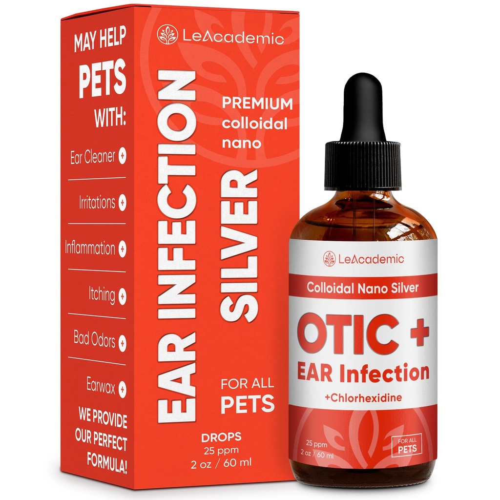 Tratamiento de la infección del oído del perro Tratamiento de la infección de oídos para perros &amp; gatos ← Cat Cleaner Drops  durable Chlorhexidine Wash for Pets ← Ayuda con las irritaciones ocultas " picazón  durable Nano Silver ← 2 Oz