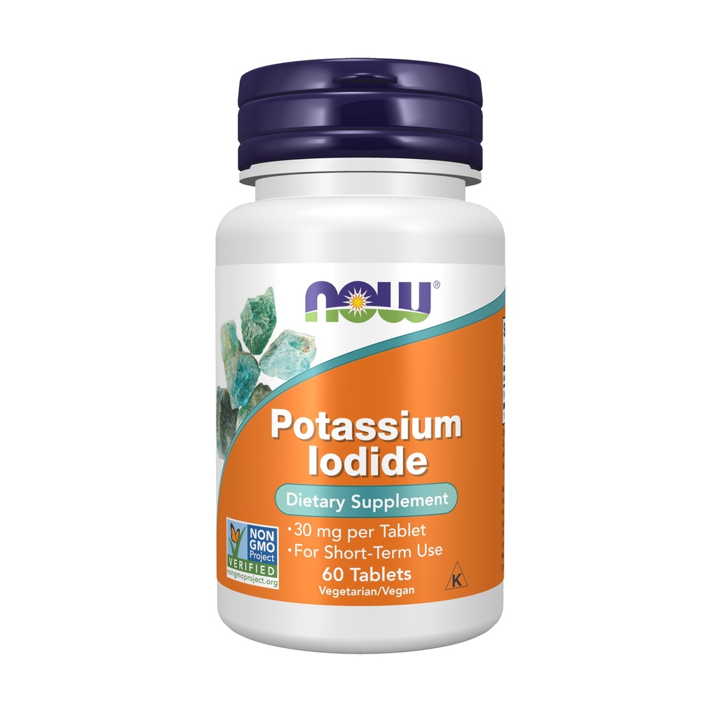 AHORA Suplementos de alimentos, Ioduro de potasio 30 mg, Proyecto no OGM Verificado, Suplemento dietético, 60 tabletas