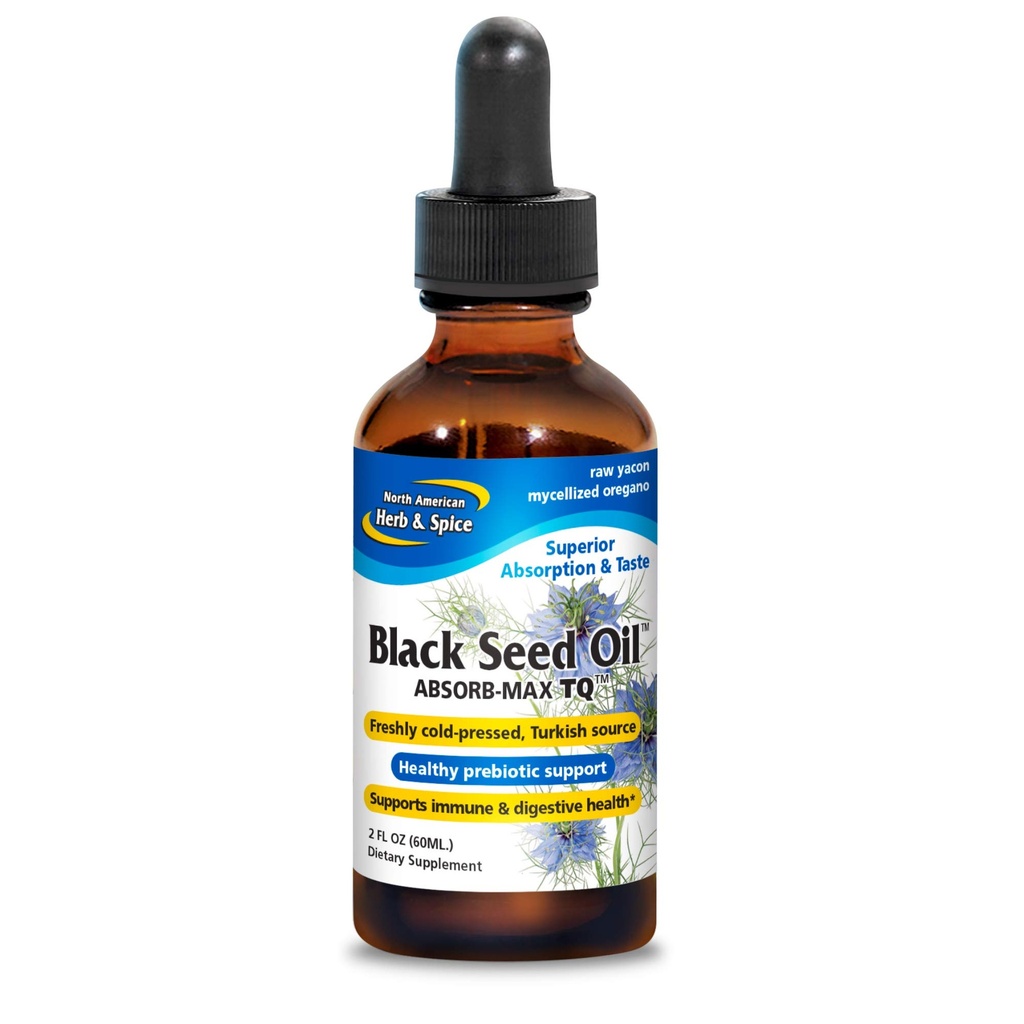 NORTH AMERICAN HERB &amp; SPICE Black Seed Oil Absorb-Max TQ - 2 fl. oz. - Sublingual Mycellized Drops - Immune Support & Digestive Health - Oil of Oregano - Non-GMO - 52 Total Servings