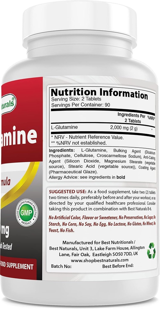Mejores Naturales L-Glutamina 1000 mg " Ashwagandha Extracto 500 mg