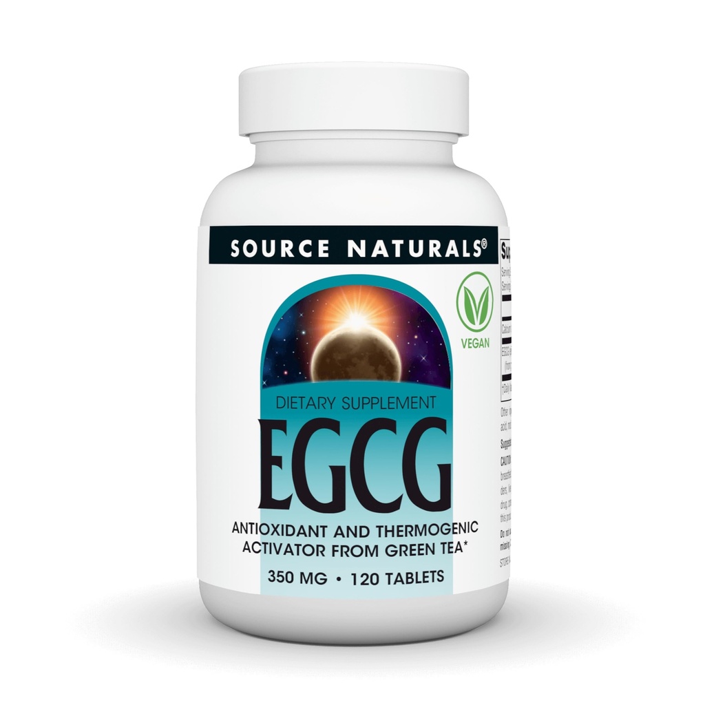Fuente Naturales EGCG, Antioxidante y Activador Termogénico de Té Verde*, 350 mg - 120 Tabletas
