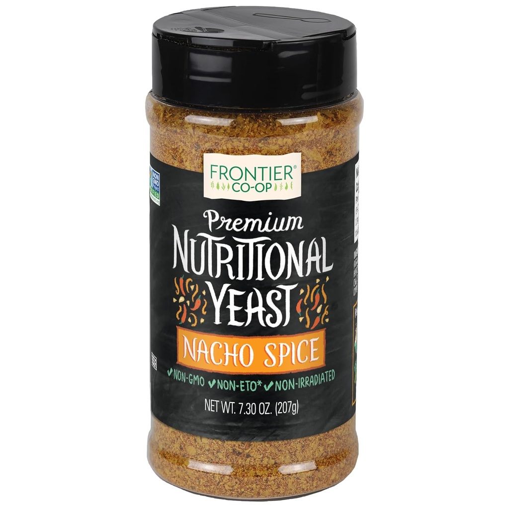 Frontier Co-op Nacho Spice Nutricional Levadura con vitamina B12, 7.30 oz - Para palomitas, caracoles, pasta y sopa