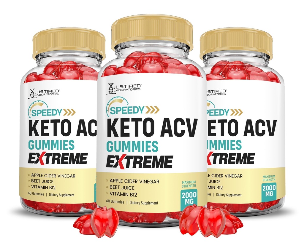 (3 Pack) Speedy Keto ACV Gummies Extreme 2000MG Speedy Keto Gummies Advanced Formula Apple Sider Vinegar con Pomegranate Beet Juice Powder B12 Vegan Non GMO 180 Gummys