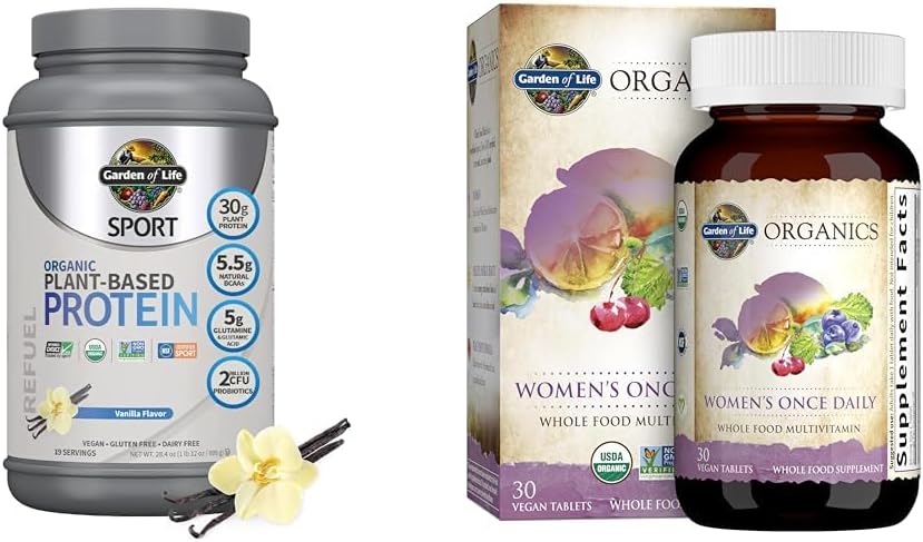 Jardín de la vida Pólvora de Deporte Vegano orgánico " Una vez Multi de Mujeres - Probióticos, BCAAs, Antioxidantes, 30g Proteína vegetal, Vitaminas A C D3 K B6 B12, No GMO