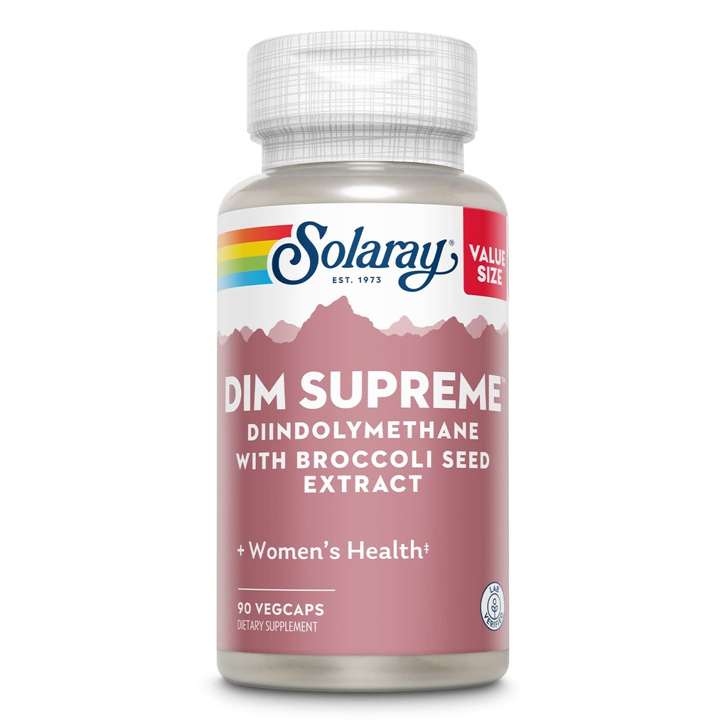Solaray DIM Supreme 100mg  Menopause &amp; Estrogen Metabolism Suplemento con Broccoli Seed Extract ← 90 VegCaps
